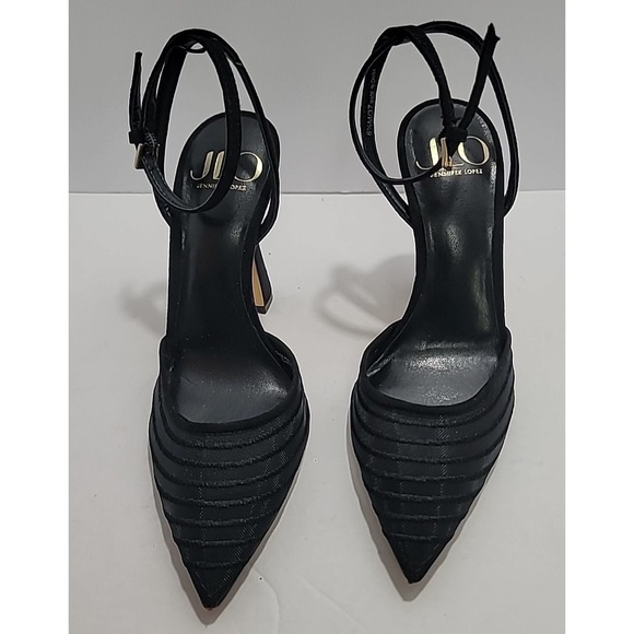 Jennifer Lopez Womens 6.5 Black Ankle Strap Heels Formal Whimsigoth Career Y2K - Picture 6 of 8